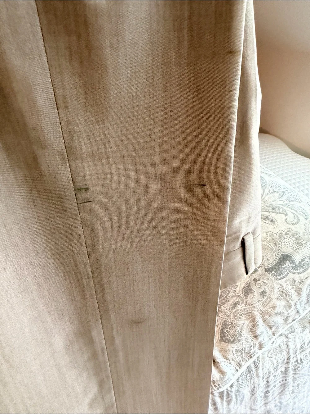 TONELLO Men's Taupe 2 piece suit with White Trim and tuxedo lapel